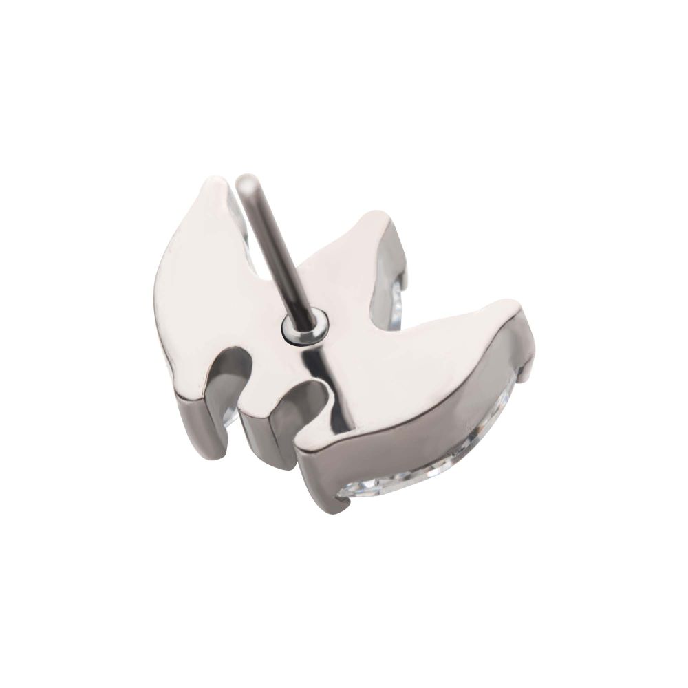 Titanium Threadless with Prong Set Marquise CZ 3-Cluster Top