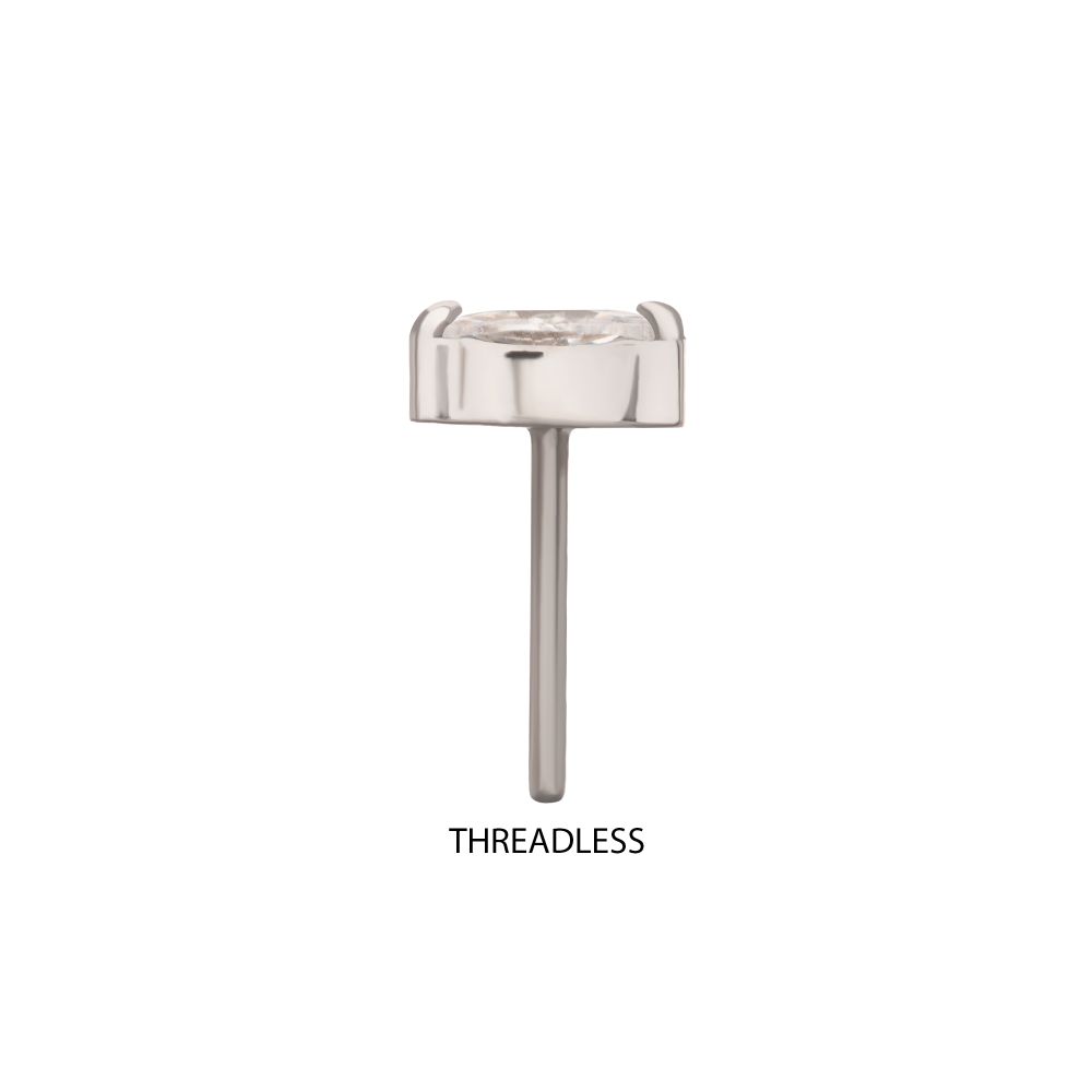 Titanium Threadless Double V-Prong 3mm Marquise Gem Top