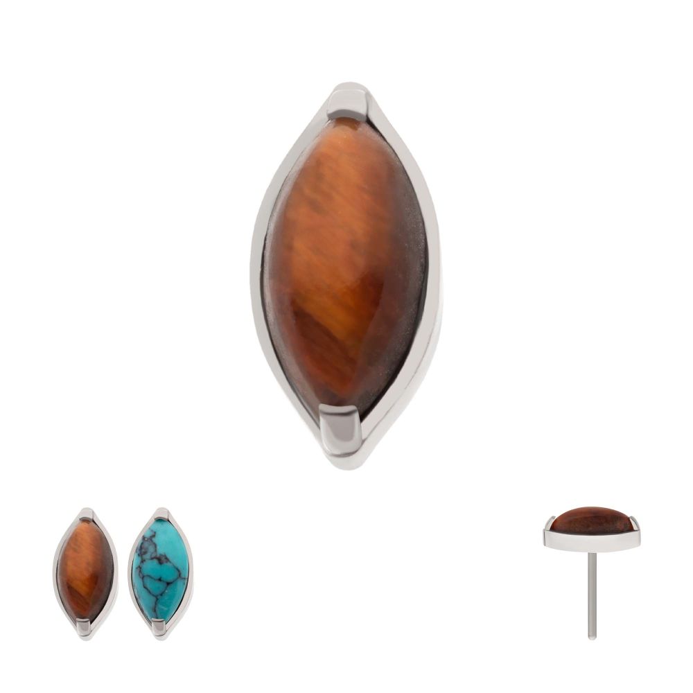 Titanium Threadless with 2-Prong Marquise Stone Top