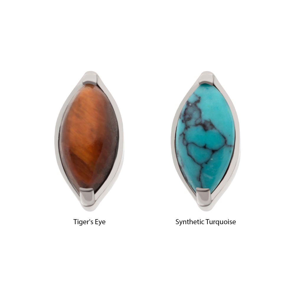 Titanium Threadless with 2-Prong Marquise Stone Top