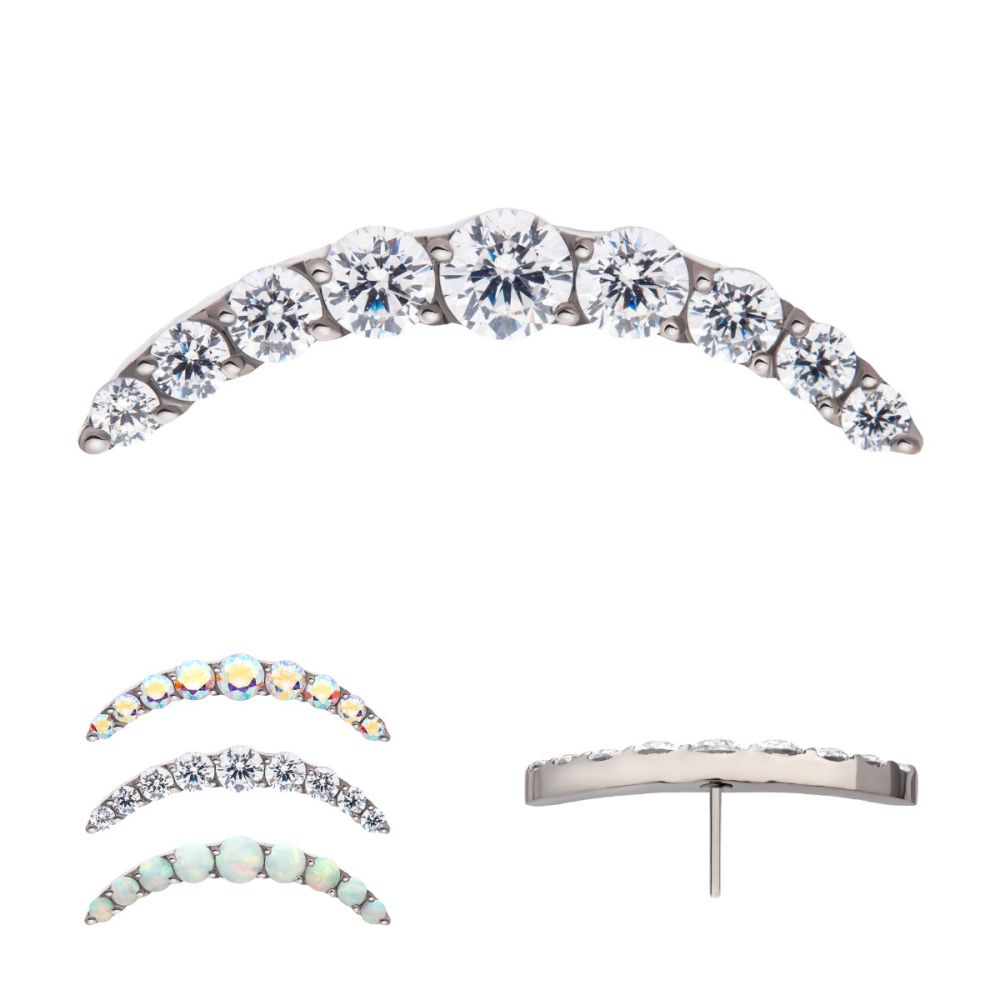 Titanium Threadless Prong Set Round CZ/Opal 9-Cluster Top