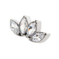 Titanium Threadless 4 Cluster Fan Shape Top with Prong Set Marquise CZ/Opal 