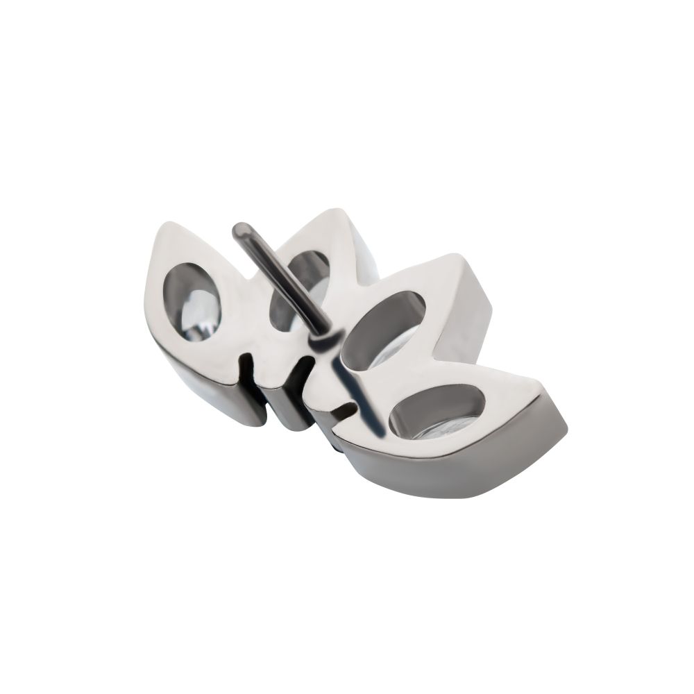 Titanium Threadless 4 Cluster Fan Shape Top with Prong Set Marquise CZ/Opal 