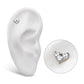 Titanium Threadless with Prong Set Round & Princess Gem 3-Cluster Heart Shape Top