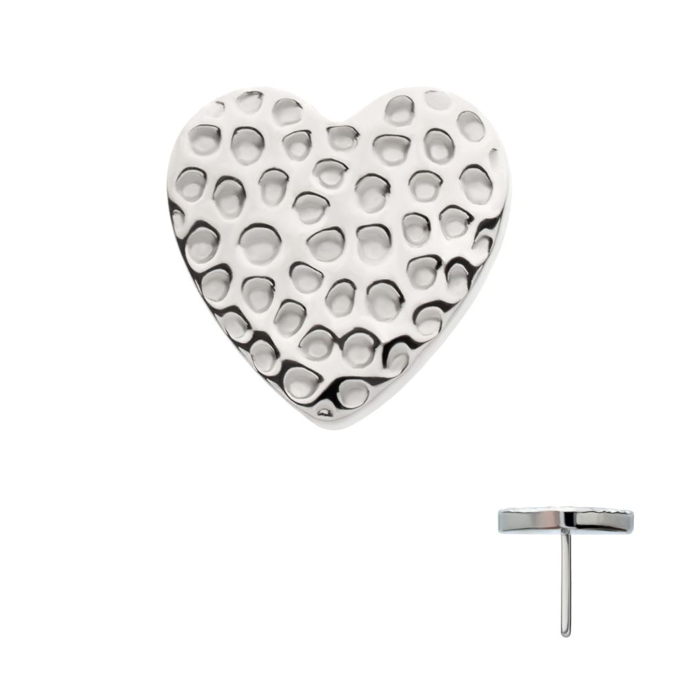 Titanium Threadless Hammered Heart Top