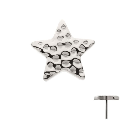 Titanium Threadless Hammered Star Top