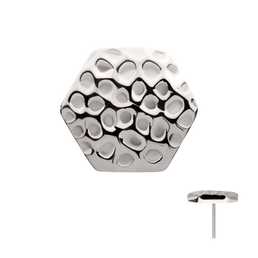 Titanium Threadless Hammered Hexagon Top
