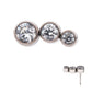 Titanium Threadless Bezel Set CZ/Opal Staggered 3-Cluster Top
