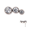 Titanium Threadless Bezel Set CZ/Opal Staggered 3-Cluster Top