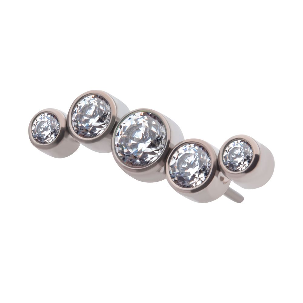 Titanium Threadless Bezel Set CZ/Opal Oscillating 5-Cluster Top