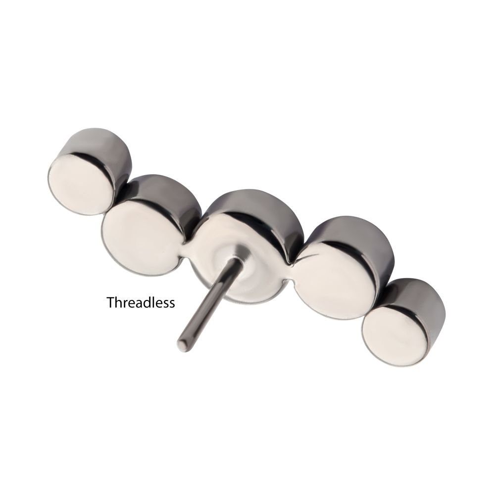 Titanium Threadless Bezel Set CZ/Opal Oscillating 5-Cluster Top