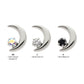Titanium Threadless Crescent Moon with Prong Set CZ Top