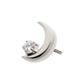 Titanium Threadless Crescent Moon with Prong Set CZ Top
