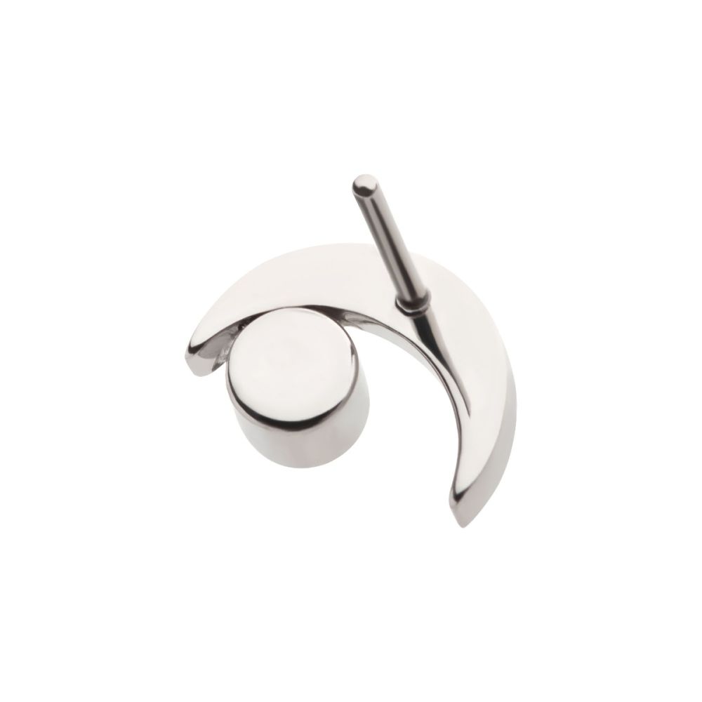Titanium Threadless Crescent Moon with Bezel Set Opal Top