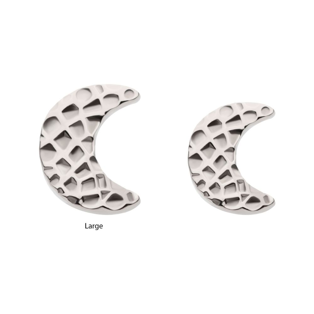 Titanium Threadless Hammered Crescent Moon Top