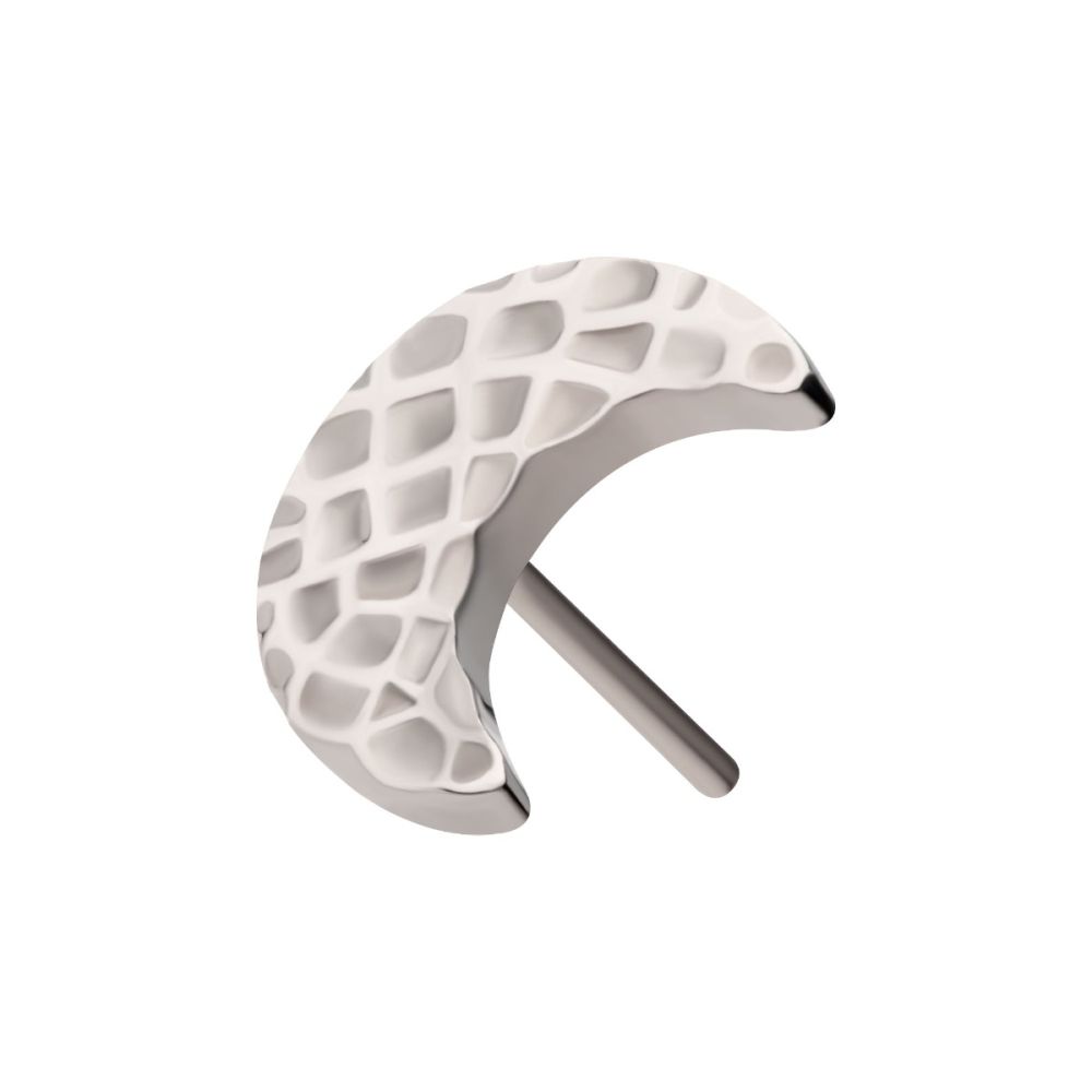 Titanium Threadless Hammered Crescent Moon Top