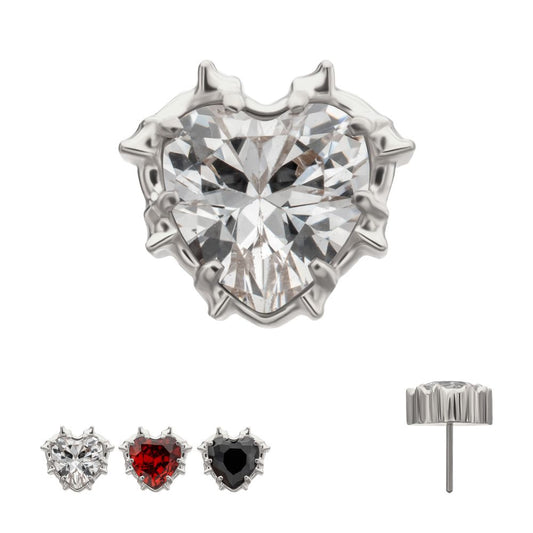 Titanium Threadless Prong Set Gem Heartbreaker Edge Top