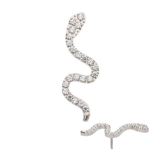 Titanium Threadless with Pave Set CZ Snake Top