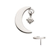 Titanium Threadless Crescent Moon Top with Dangle Pronged Round CZ