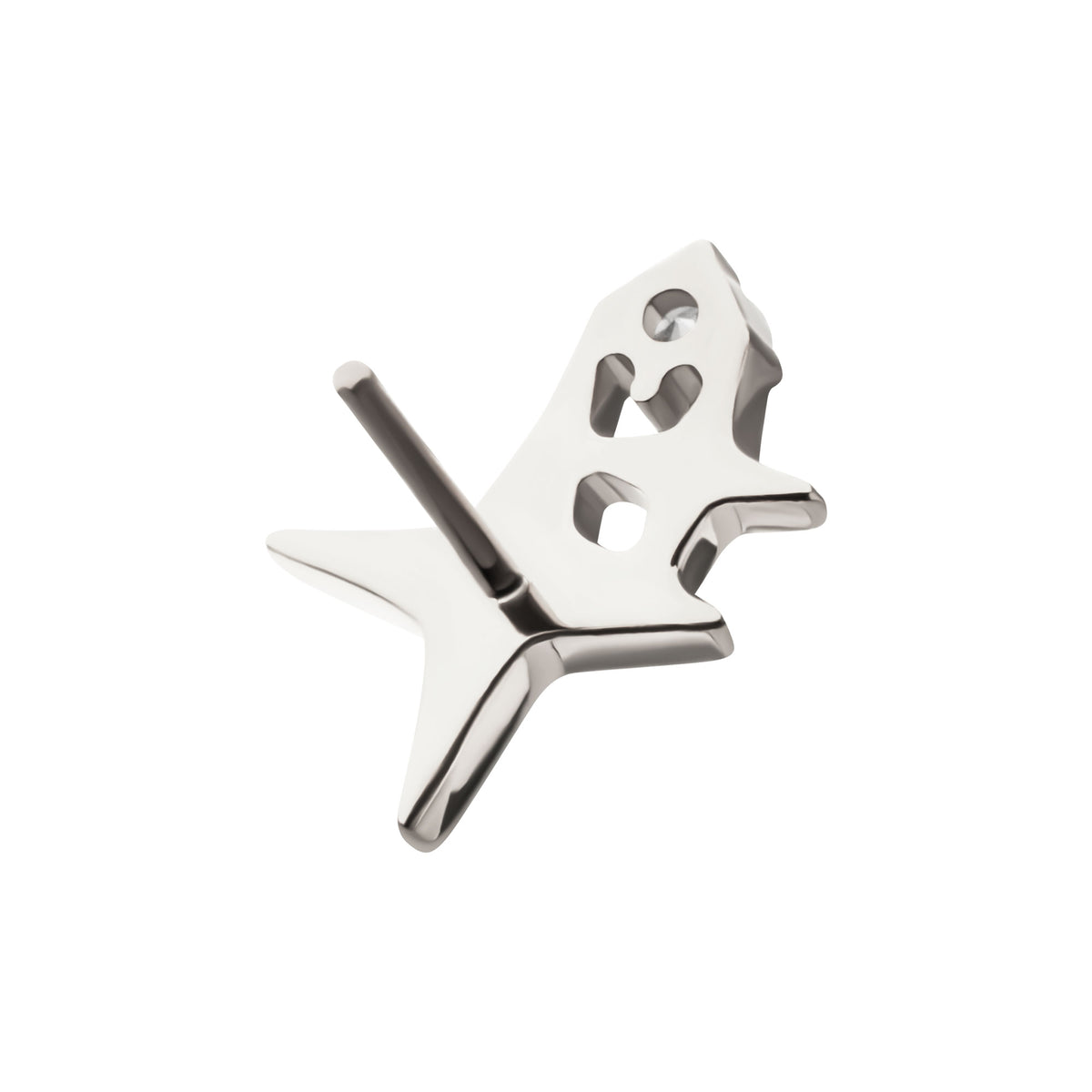 Titanium Threadless Double Celestial Star Top with Prong Set Gem