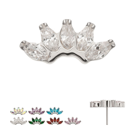 Titanium Threadless Prong Set 5- Marquise Gem Fan Cluster Top
