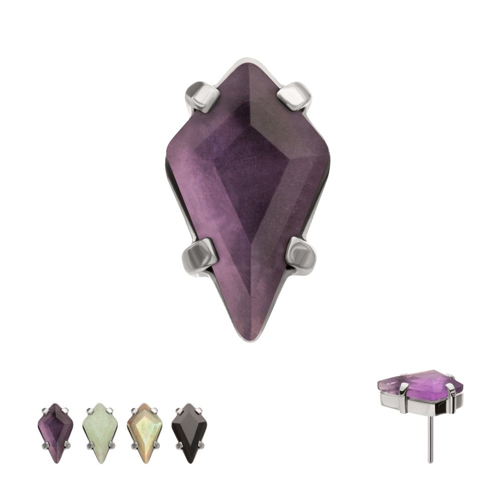 Titanium Threadless 4-Prong Kite Shape Stone Top