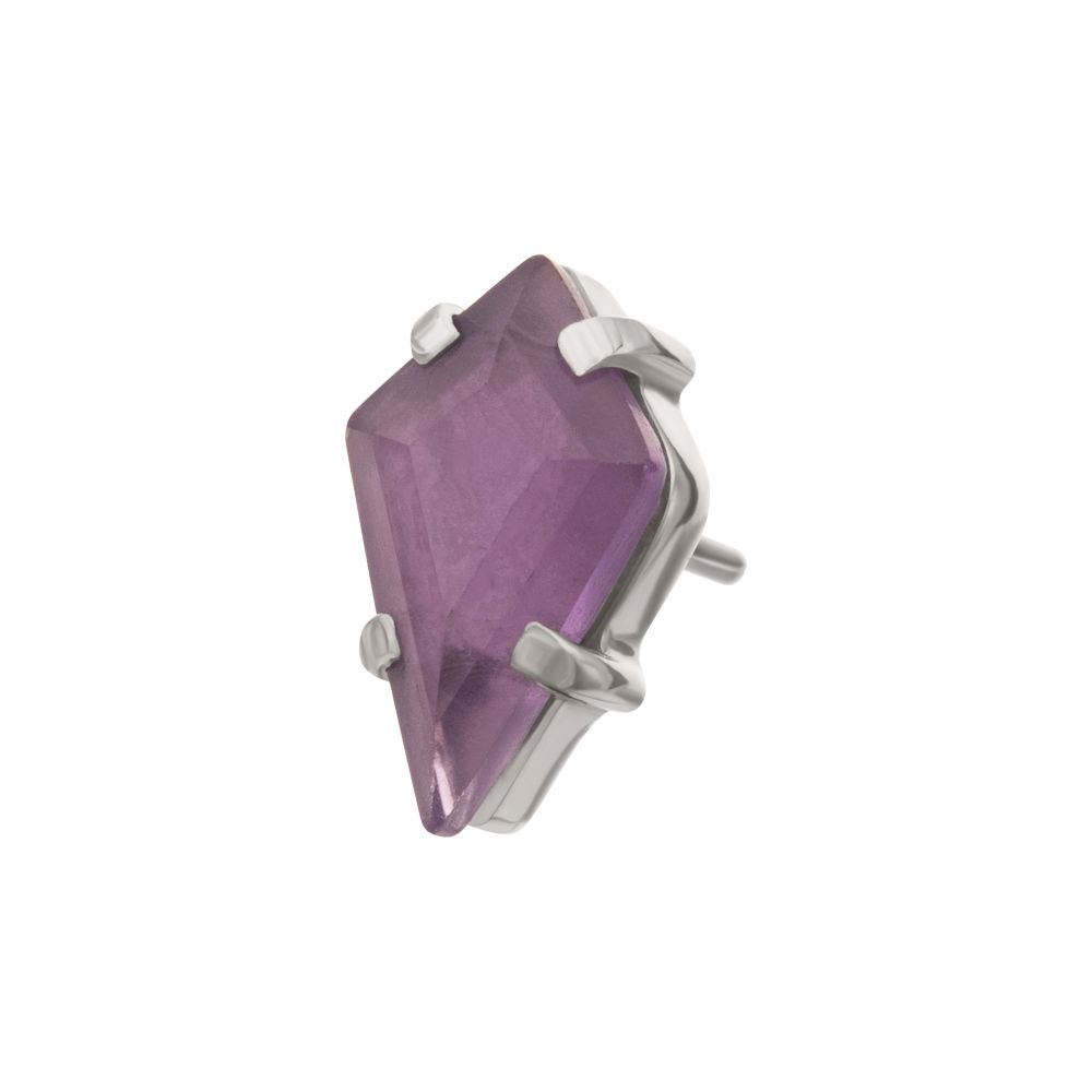 Titanium Threadless 4-Prong Kite Shape Stone Top