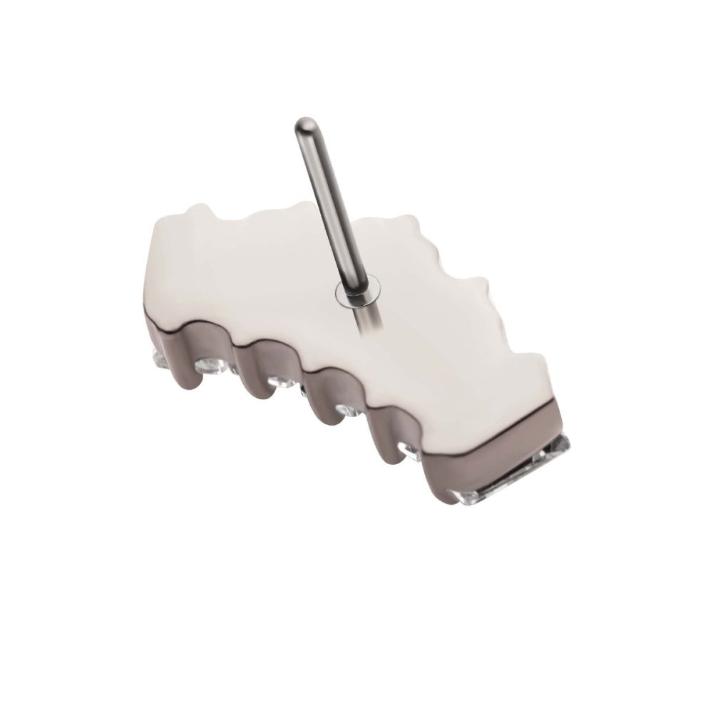 Titanium Threadless Prong Set Baguette CZ 5-Cluster Fan Shape Top