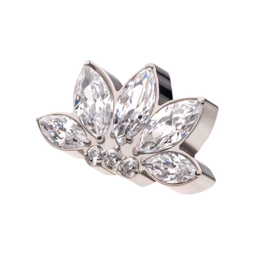 Titanium Threadless 5-Cluster Marquise Opalite/CZ with Round Clear CZ Fan Shape Top