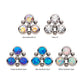 Titanium Threadless 4-Bead Bezel Round CZ/Opal 3-Cluster Top