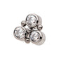 Titanium Threadless 4-Bead Bezel Round CZ/Opal 3-Cluster Top
