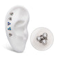 Titanium Threadless 4-Bead Bezel Round CZ/Opal 3-Cluster Top