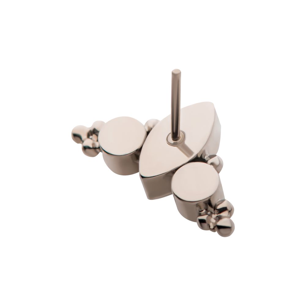 Titanium Threadless Beaded Bezel Set Marquise & Round Gem 3-Cluster Top