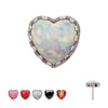 Titanium Threadless Prong Edge Opal Heart Top
