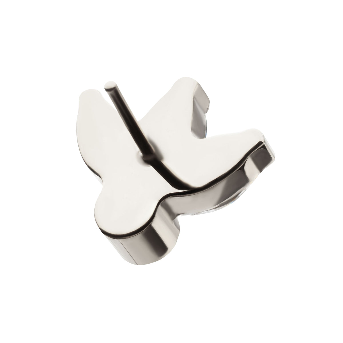 Titanium Threadless 3-Cluster Marquise Gem Fan Top with Bezel Round Gem