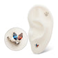 Titanium Threadless 3-Cluster Marquise Gem Fan Top with Bezel Round Gem