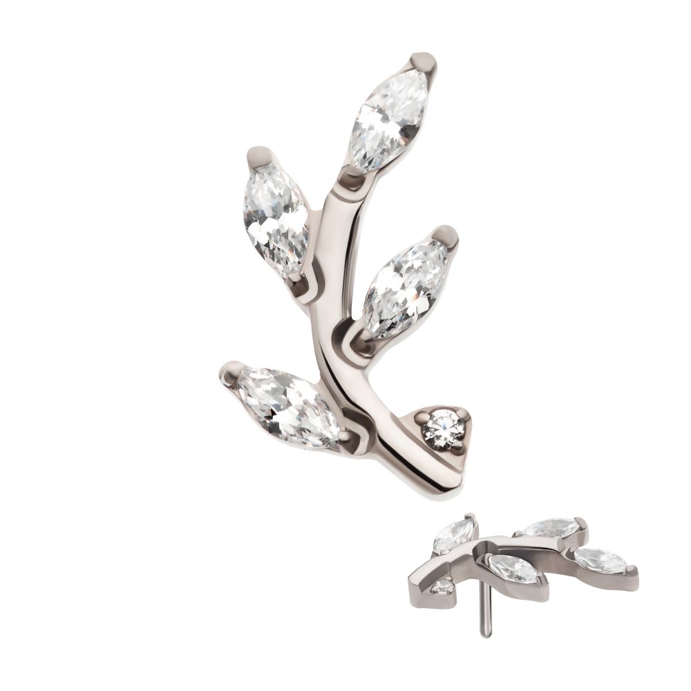 Threadless Prong Set Marquise CZ Leaf Top