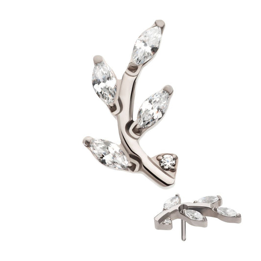Threadless Prong Set Marquise CZ Leaf Top