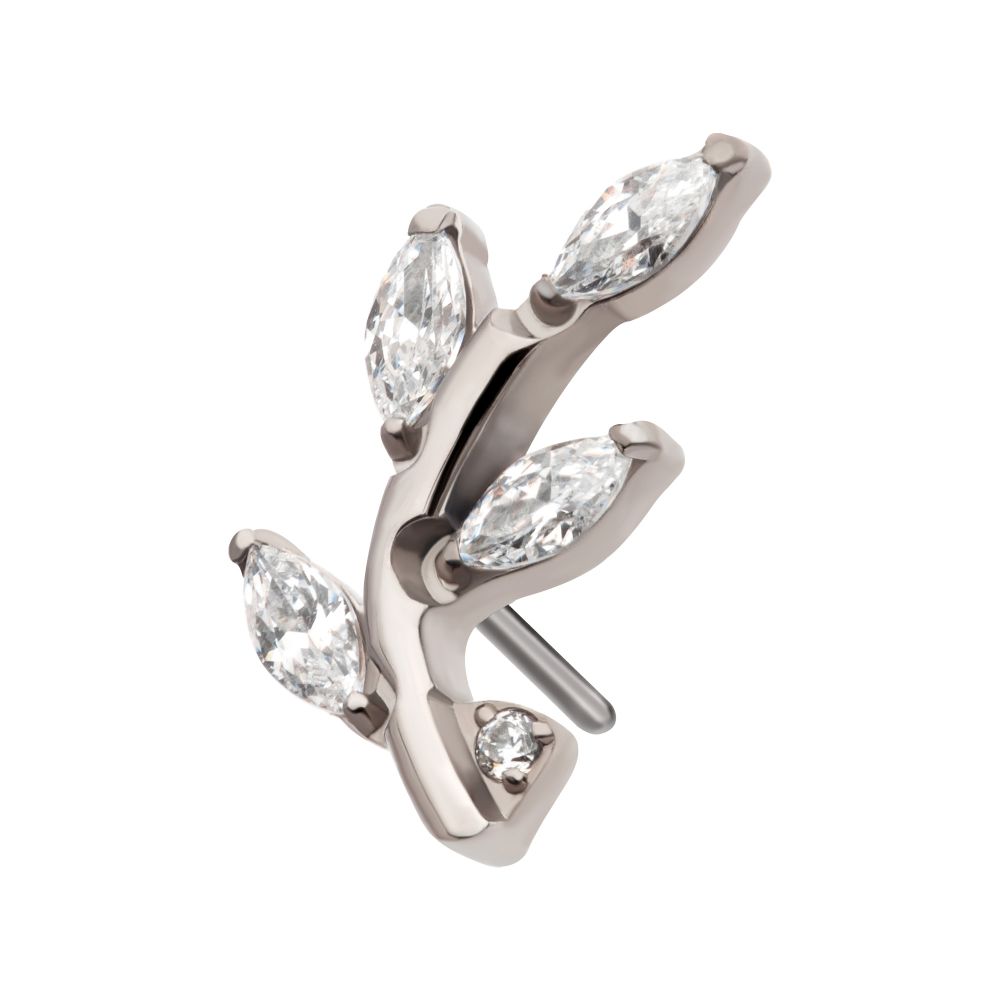 Threadless Prong Set Marquise CZ Leaf Top