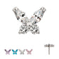 Titanium Threadless Small Butterfly with Prong Set Round & Marquise Gem Top