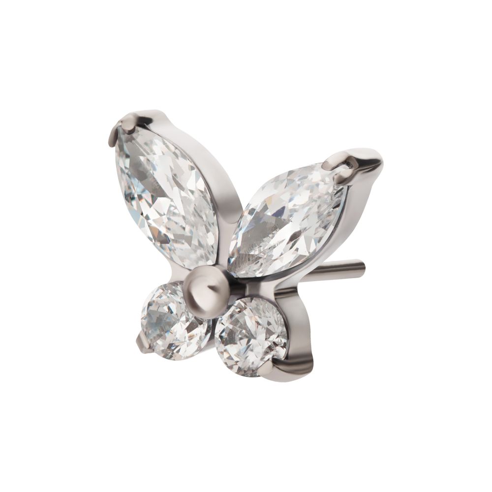 Titanium Threadless Butterfly with Prong Set Round & Marquise Gem Top