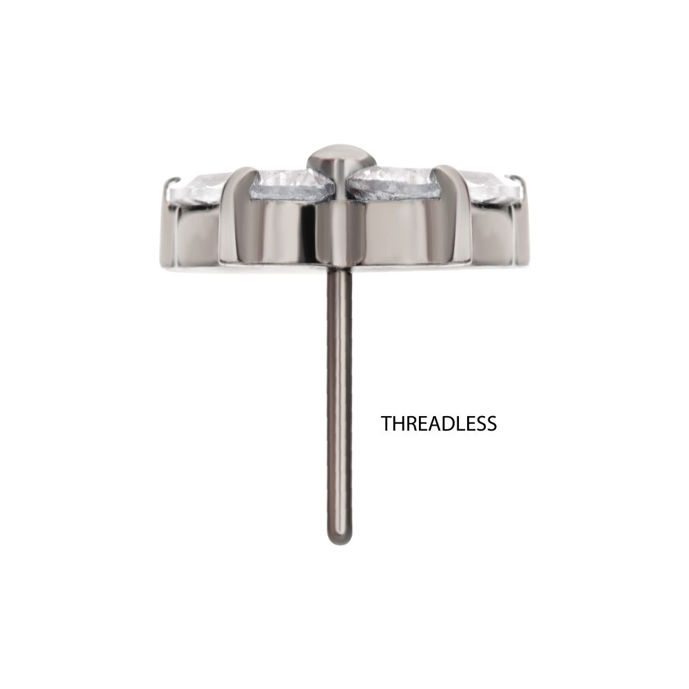 Titanium Threadless Butterfly with Prong Set Round & Marquise Gem Top