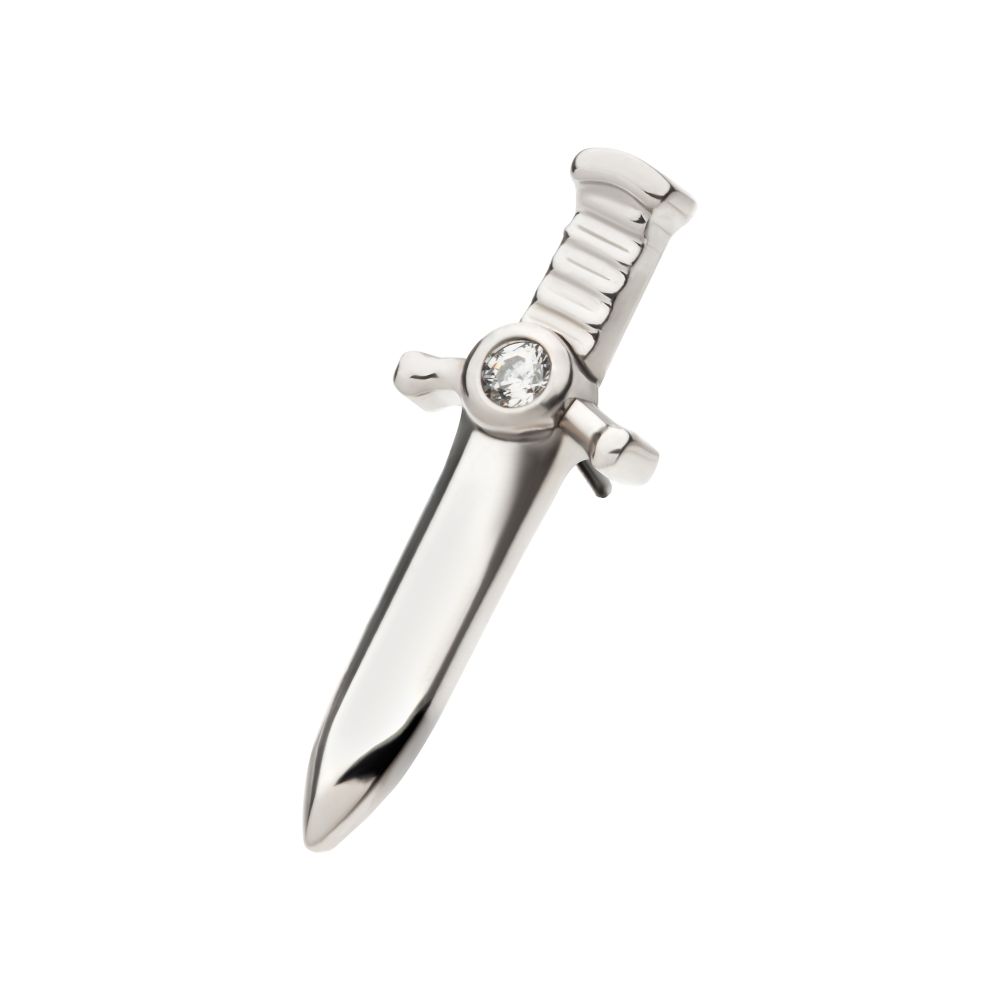 Titanium Threadless with Bezel Set 1mm CZ Dagger Top