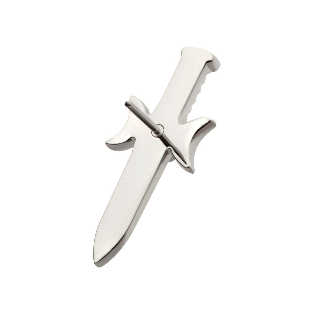 Titanium Threadless with Bezel Set 2mm CZ/Opal Triple Moon Phase Dagger Top
