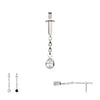Titanium Threadless Dangle Chain Bezel Teardrop CZ Dagger Top