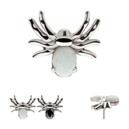 Titanium Threadless Prong Set Opal/CZ Spider Top