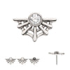 Titanium Threadless Bezel Set CZ Spiderweb Top