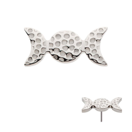 Titanium Threadless Hammered Triple Moon Phase Top