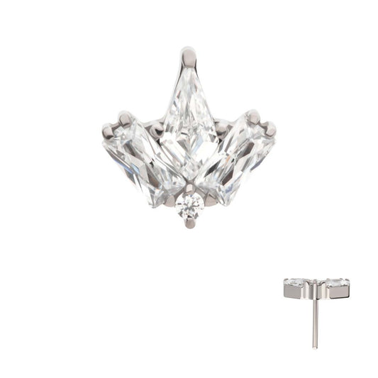 Titanium Threadless Multi Shape Clear CZ 4-Cluster Top