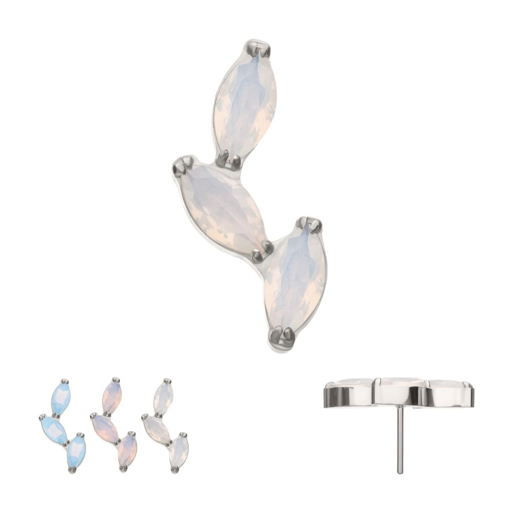 Titanium Threadless Vine Shape Top with 3-Tier Full Opalite Marquise